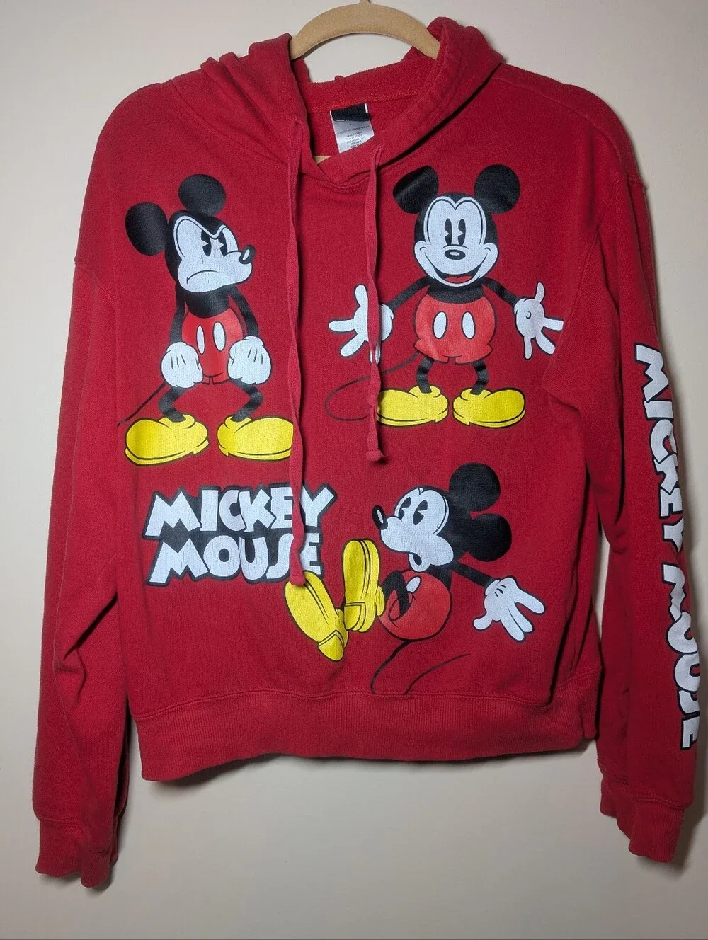 Disney Mickey Mouse Red Graphic Print Pullover Hoodie Teens/Kids Size Large